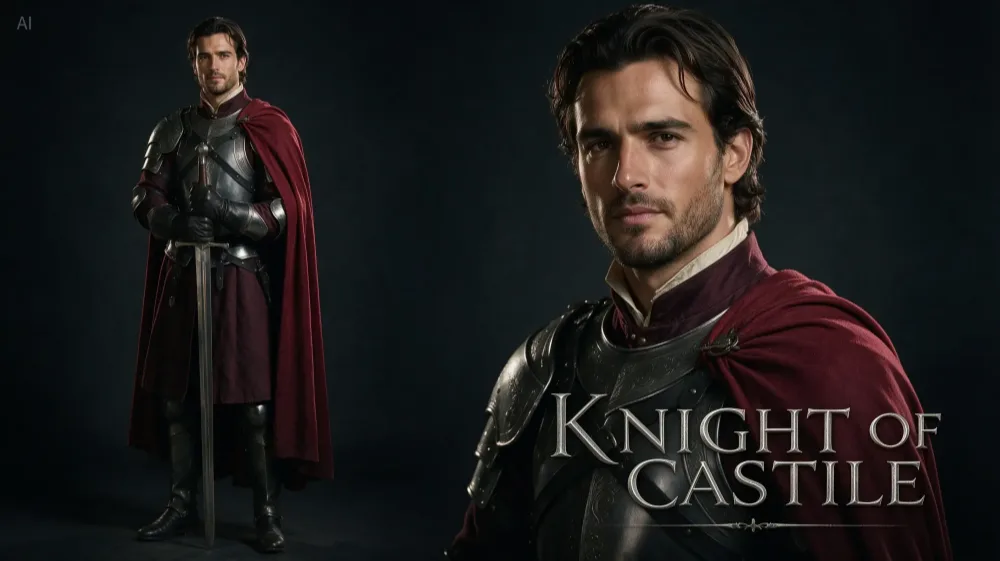 Cinematic character poster of a Spanish knight with full-body and bust compositions — by Seedream 5.0 Pro